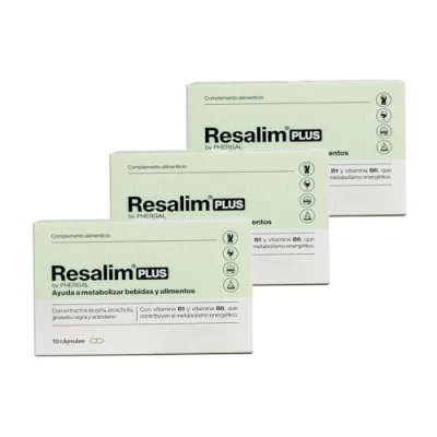 Imagen de Resalim PLUS Complemento Alimenticio para Ayudar a Metabolizar Bebidas y Alimentos, Ayuda disminuir el cansancio la fatiga Pack de 3
