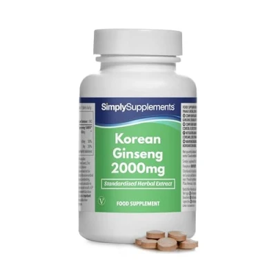 Imagen de Ginseng coreano 2000mg ¡Bote para 1 año! Apto veganos 360 comprimidos SimplySupplements