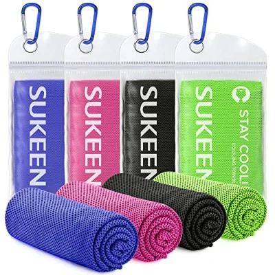 Imagen de Sukeen Paquete de 4 Toallas refrigeración (40 x 12 Pulgadas), Toalla Hielo, Fresca Suave y Transpirable, Microfibra para Yoga, Deportes, Correr, Gimnasio, Entrenamiento,