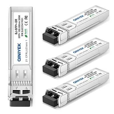 Imagen de QINIYEK Transceptor 10GBase SR SFP+,módulo LC SFP+ multimodo 10G,MMF de 850 NM,hasta 300 m,Compatible con Cisco SFP 10G SR,Ubiquiti UF MM 10G,Fortinet,Mikrotik,Netgear,Supermicro (Paquete 4)