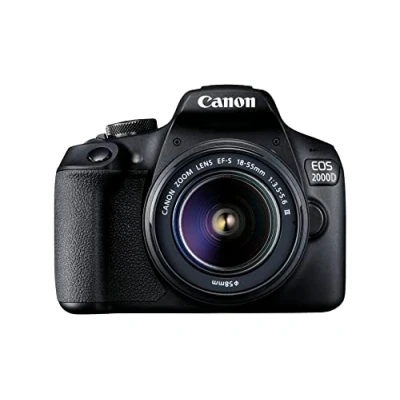 Imagen de Kit cámara réflex Canon EOS 2000D, 24.1 MP CMOS APS C, Vídeo Full HD, Negro + Objetivo EF S 18 55 mm f/3.5 5.6 DC III