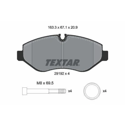 Imagen de TEXTAR 2919209 Juego de pastillas freno preparado para indicador desgaste con tornillos pinza accesorios MERCEDES BENZ: Viano, Vito Mixto