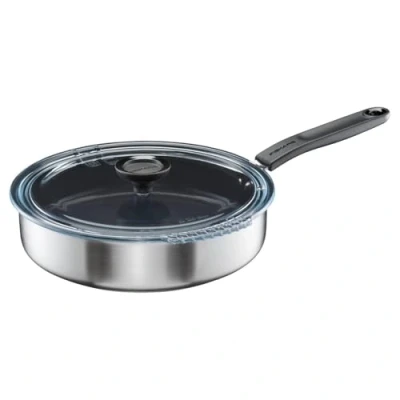 Imagen de Fiskars Sartén para Saltear Con Tapa, Ø 26 cm, Recubrimiento, Apta Todas las Placas de Cocina, Acero Inoxidable Reciclado, Functional Form, Negro, 1072314
