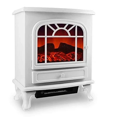 Imagen de Deuba Chimenea Eléctrica de Pie Estufa Calefactor LED 1000W 2000W 50,4x28,3x60cm 30m² Blanca Decoración