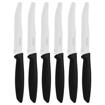 Imagen de Juego de 6 cuchillos para fruta/tomate (negro, punta redondeada)