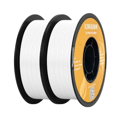 Imagen de Kingroon Filamento PLA para impresora 3D, precisión dimensional +/ 0,03 mm, bobina de 1 kg (2,2 libras), 1,75 2 kg, blanco+blanco