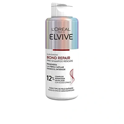 Imagen de L&#039;Oréal Paris Elvive Bond Repair Pre Champú Rescate Rutina de Reconstrucción Profunda, Tratamiento para Reparar el Cabello Dañado, 98 por ciento Menos Rotura, Multicolor