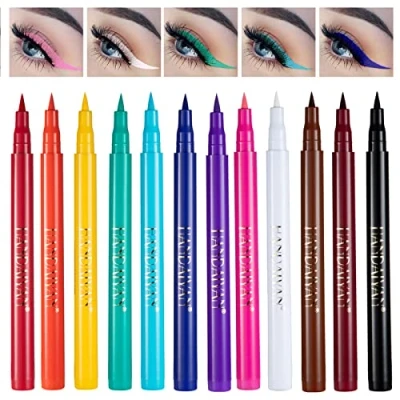 Imagen de Vesaneae 12 Colores Waterproof Eyeliner,Líquido Mate Larga Duración EyeLiner,Delineador De Ojos Resistente Al Agua Y Antimanchas para Cosplay