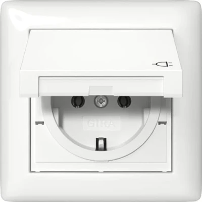 Imagen de Gira Enchufe 415703 blanco puro con tapa abatible IP44