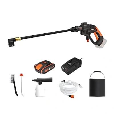Imagen de WORX Hidrolimpiadora a batería Hydroshot 20V WORX, PowerShare, WG620E.9, Sin batería, ni Cargador, portátil, Color Negro y Naranja