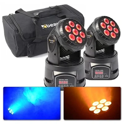 Imagen de BeamZ MHL74 Juego de cabezas móviles con bolsa Set Focos LED 4 x 9 W DMX DJ Light, Disco Light Party móviles, controlada por sonido, modo automático Effects, negro