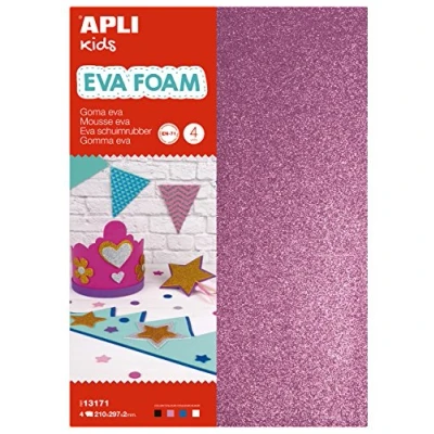 Imagen de APLI Kids 13171 Goma EVA Purpurina blanco, negro, rojo y azul/ II, A4 4 hojas