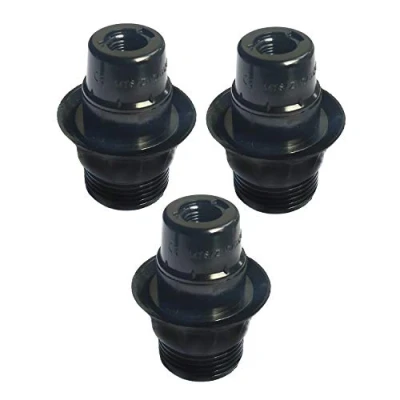 Imagen de FINELED Pequeño tornillo Edison E14 Soporte para lámpara, 3 unidades de baquelita roscado colgante Socket y anillo collar pantalla (negro)