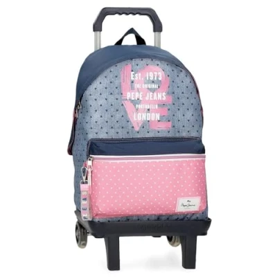 Imagen de Pepe Jeans Noni Denim Mochila Escolar con Carro Multicolor 31x42x17,5 cms Poliéster 22,79L by Joumma Bags