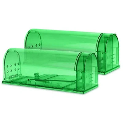 Imagen de Navaris 2X Trampa para Ratas Set de 2 trampas Ratones y Otros Animales pequeños Ratonera plástico Color Verde Transparente