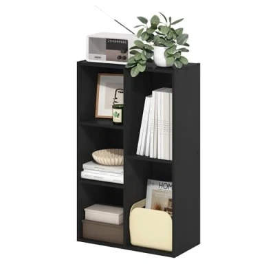 Imagen de Furinno Luder Estante Abierto Reversible de 5 Cubos, Madera Negra