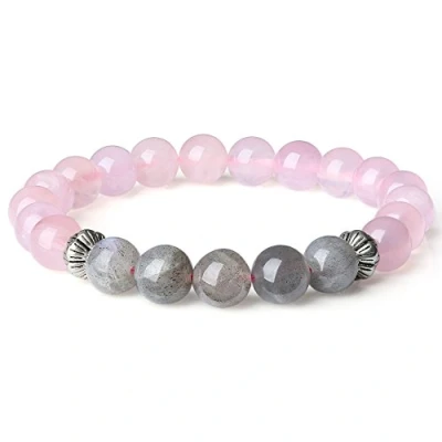 Imagen de COAI Pulsera para Mujer con Cuentas de Cuarzo Rosa y Labradorita M