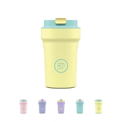 Imagen de Cool Bottles Paradise Tumbler Vaso Térmico de Acero Inoxidable 350 ml Creta Amarillo y Turquesa Tapa Hermética Bebidas frías 10 horas calientes 5 Acabado Antimanchas