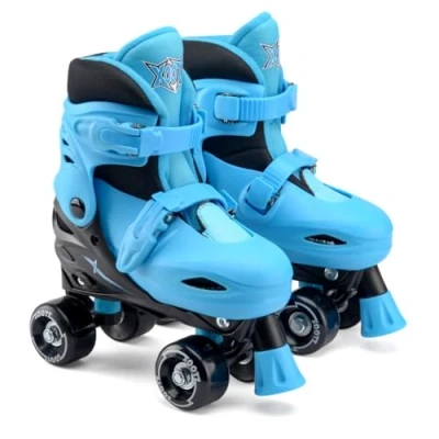 Imagen de Xootz Patines cuádruples para niños, Principiantes, Ajustables, Azul/Negro