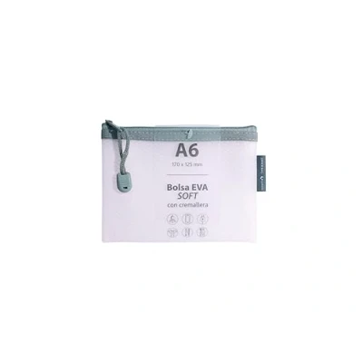 Imagen de Grafoplás Bolsa con Cremallera EVA Soft a6 Color Rosa Pastel Tacto Suave Zipper Bag Hecha Goma Transparente Perfecta para Proteger y Transportar Documentos Artículos Pequeños
