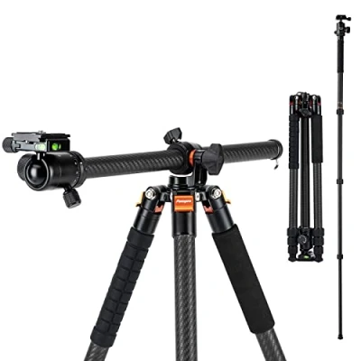 Imagen de Fotopro trípode de cámara, horizontal fibra carbono 75 pulgadas, cabeza bola 360 grados, bolsa transporte, placa liberación rápida para cámara réflex digital viaje,