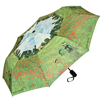 Imagen de VON LILIENFELD Paraguas Bolsillo Plegable Ligero Claude Monet: Campo de amapola Estable Apertura y Cierre Automático Resistente al Viento Compacto