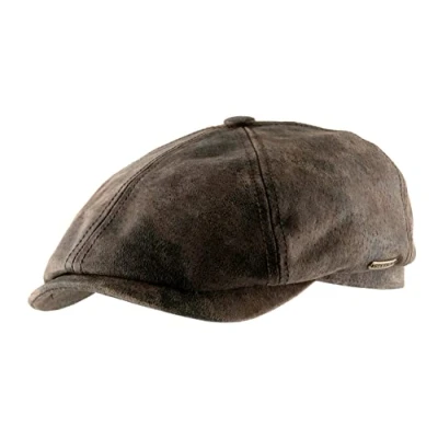 Imagen de Stetson Gorra de Piel Vintage McCook Mujer/Hombre Gorro Ivy con Visera, Forro Invierno Otoño Primavera Verano Verano/Invierno XL (60 61 cm) marrón Oscuro