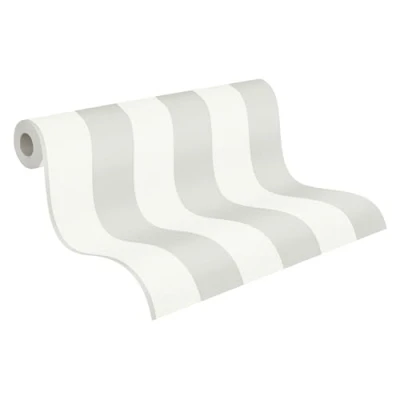 Imagen de A.S. Création 381012 38101 2 Papel pintado a rayas (10,05 x 0,53 m), color gris y blanco