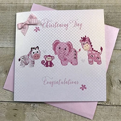 Imagen de White Cotton Cards Blanco Tarjetas de algodón Rosa Juguetes día Bautizo Hecho a Mano Tarjeta Bautizo, Color
