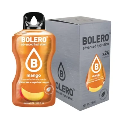 Imagen de Bolero Drink 24 bolsitas de 3 g fruta preparada en polvo soluble para bebida fresca agua, 72 gramos endulzado con stevia (mango)