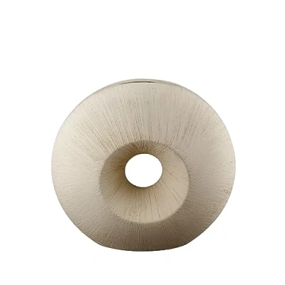 Imagen de GILDE Jarrón Decorativo Redondo de cerámica Decoración Navidad Regalo cumpleaños Boda Color: Crema Altura 25,5 cm