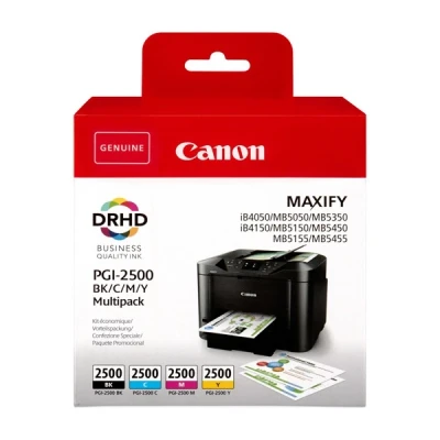 Imagen de Canon PGI 2500, Cartucho de Tinta Original, Multipack, 4 Cartuchos Independientes, Color Negro, Magenta, Cian, Amarillo, Compatible con Impresoras Inyección MAXIFY