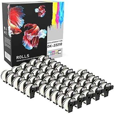 Imagen de 50 Compatibles Rollos DK 22210 29mm x 30.48m Etiquetas continuas para Brother P Touch QL 500 550 560 570 580N 700 720NW 800 810W 820NWB 1050 1060N 1100 1110NWB