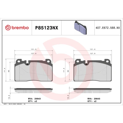 Imagen de BREMBO P85123NX Juego de pastillas freno preparado para indicador desgaste