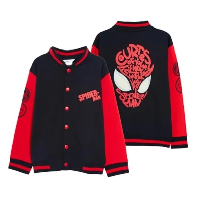 Imagen de Chaqueta de béisbol Spiderman Varsity para niños y niñas, con ojos que brillan en la oscuridad, chamarra Marvel Spidey niños, abrigo cálido bomber, gris, 9 10 años