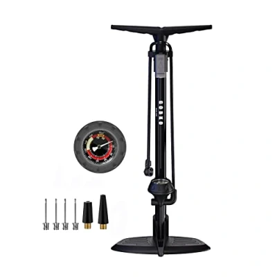 Imagen de GOBKO Bomba de Bicicleta, Bombas Bicicleta con Presta y Schrader neumáticos Aire Multifuncional para Carretera BTT balones Deportivos Alta Presión 11Bar