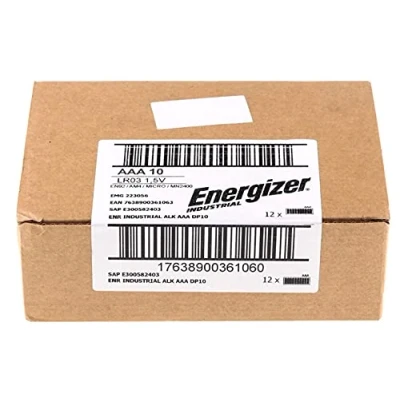 Imagen de Hold. Energizer Industrial alcalina AAA/LR03 Box 10 x12 Caja 120 Pilas
