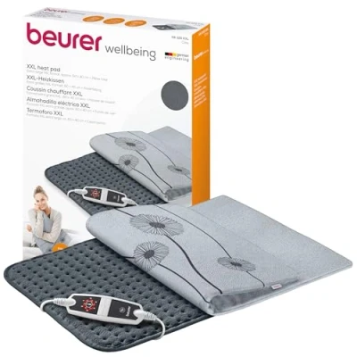 Imagen de Beurer HK 125 Almohadilla eléctrica, esterilla eléctrica en formato XXL, con 6 ajustes de temperatura, desconexión automática e interruptor LED, lavable a máquina, gris, 60 x 40 cm