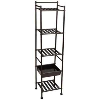 Imagen de Amazon Basics Estante de con cesta, 5 niveles, 28.5P x 34.49W 140.28H cm, Negro