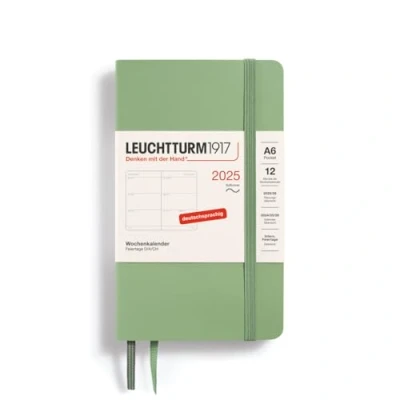 Imagen de LEUCHTTURM1917 370575 Agenda semanal de bolsillo (A6) 2025, tapa blanda, color salvia, alemán