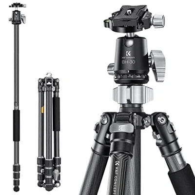Imagen de K&amp;F Concept Trípode Cámara,173cm de Carbono,Trípode Cámara Reflex Ligero,Trípode Viaje Fotografía Compacto y Professional con 360 Rótula Bola Placa Liberación para DSLR X254C4