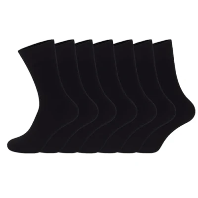 Imagen de ARG 6 pares de calcetines para mujer no elásticos diabéticos, fáciles agarrar, sueltos, suaves, algodón, alimentación hinchada, aptos odemas, Reino Unido 4 8, Negro, Talla única