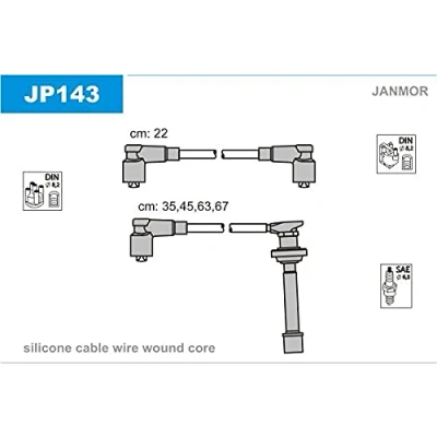 Imagen de JANMOR JP143 Juego de Cables Encendido NISSAN: Sunny 3, Primera Berlina, 100NX