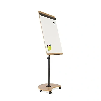 Imagen de Rocada Pizarra Magnética Con Caballete Móvil, Rotafolios Ruedas, Convertible en Mesa, Marco de Madera, Base Circular, Regulable Altura, 69x160 200x62cm