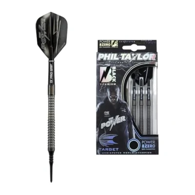 Imagen de TARGET Dardos de Punta Suave Phil Taylor Power 8Zero Titanio Darts, Negro