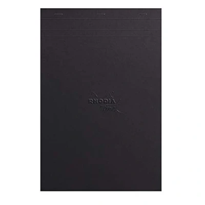 Imagen de Rhodia 116100C Marker Pad Bloque encolado en cabeza (A5+ (16 x 21 cm), 50 hojas desmontables, papel Clairefontaine Layout blanco liso extra liso, 100 g/m2, color papier Maya noir A4 +