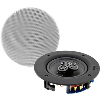 Imagen de altavoz empotrado de techo sistema 2 vías 80W instalación plana pared redondo 234mm para oficina cocina sala estar cine en casa blanco