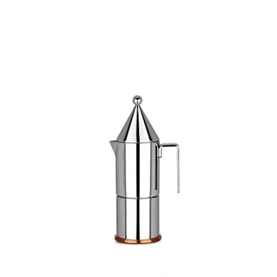 Imagen de Alessi La Conica 90002/3 Cafetera para Café Exprés de Diseño, Acero Inoxidable y Fondo en Cobre, Plateado, 3 Tazas