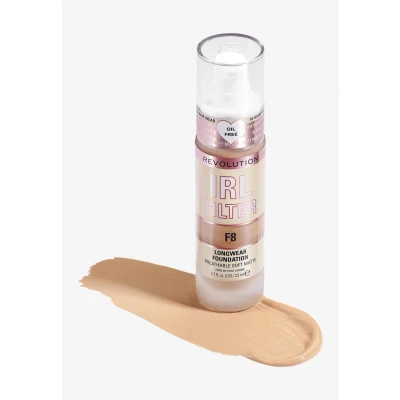 Imagen de Makeup Revolution, IRL Filter, Fondotinta Longwear, Copertura da media a totale, Finitura opaca, Durata 16 ore, F8, Toni della pelle medi scuri, 23ml