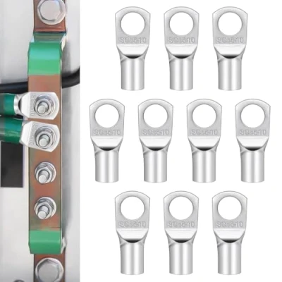 Imagen de 10 Piezas Terminales Eléctricos,Terminales Cables Electricosde con Ojal De Cobre Estañado,Terminales Electricos Sin Aislamiento,Terminales Tubular para Batería(35mm² M10)